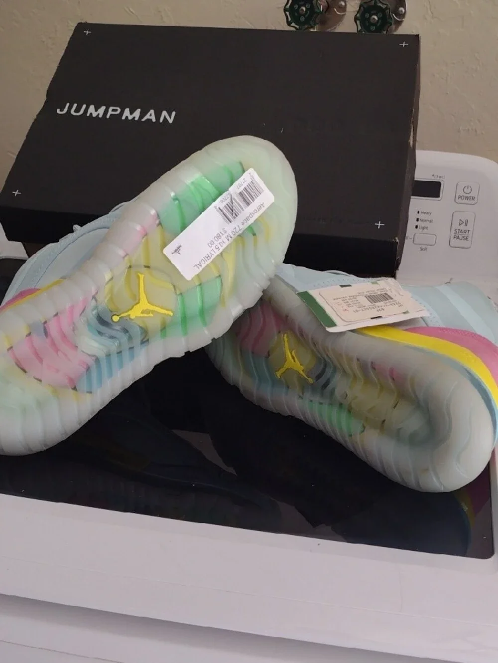 Jordan Kids Light Blue Sneakers with Yellow Accents